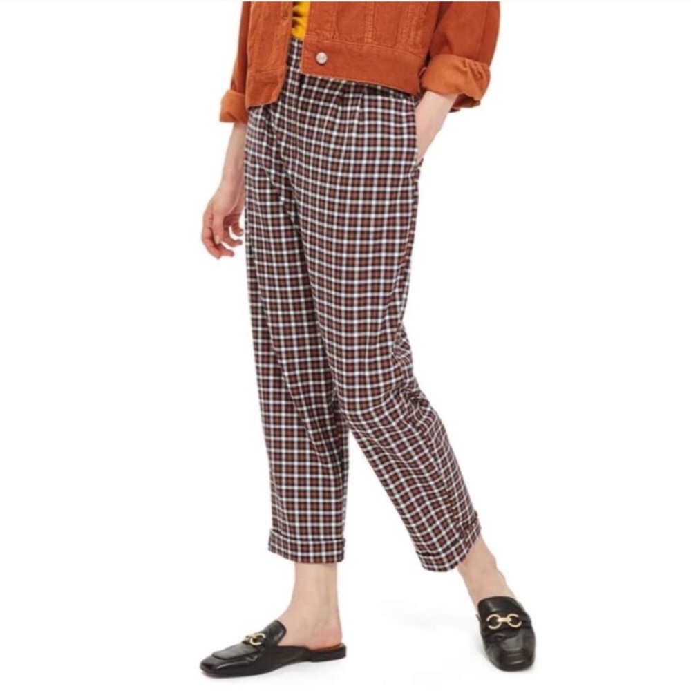 Topshop High Waist Plaid Pants